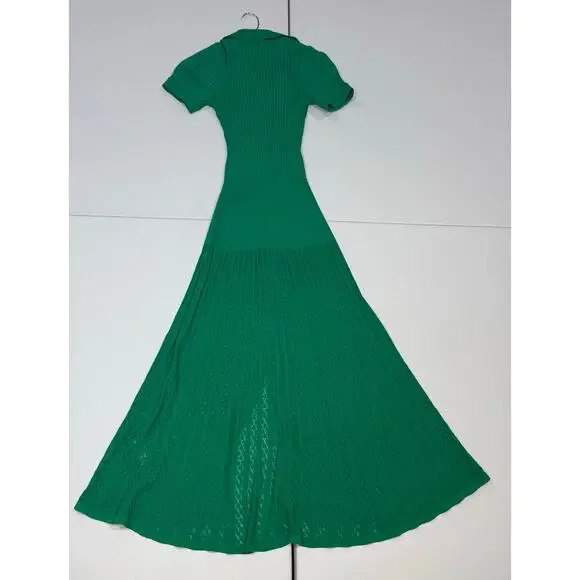 Sandro Lorel green knit midi Dress Size 36 (2-4) - Picture 6 of 7